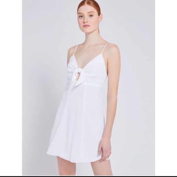 Alice & Olivia Roe Tie Front White Mini Dress—NWT - Picture 1 of 16